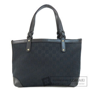 Gucci black GG canvas leather craft tote bag
